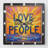 Love God, Love People Artwork Vierkante Klok (Voorkant)