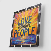 Love God, Love People Artwork Vierkante Klok (Hoek)