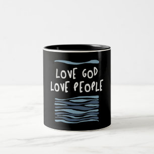 Love God Love People - Oprechte Christelijke quote Tweekleurige Koffiemok