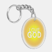 Love God Sunny Golden Yellow Round Sleutelhanger (Voorkant Links)