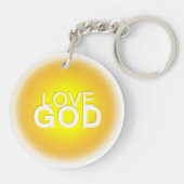 Love God Sunny Golden Yellow Round Sleutelhanger (Achterkant)
