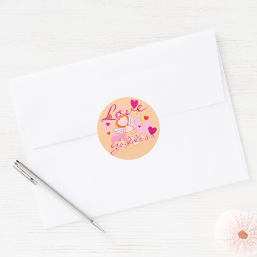 Love Goddess Valentijn Ronde Sticker (Envelop)