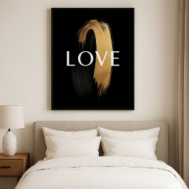 LOVE Gold Brushstroke – Modern Minimalist Art Poster