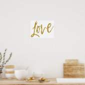 Love Gold Foil en White Inspirerend Word Poster (Keuken)