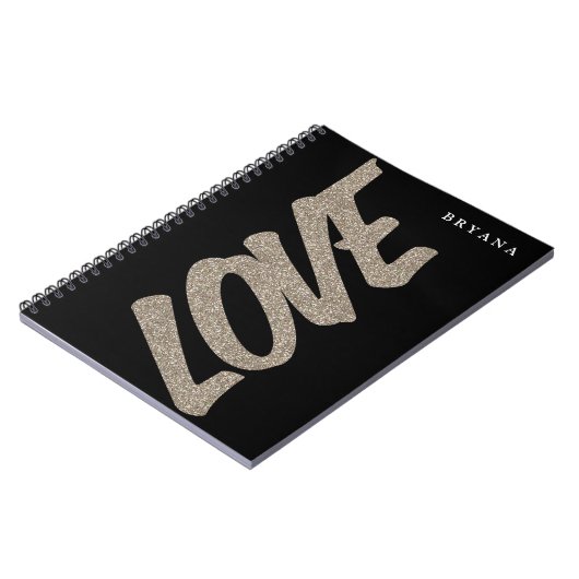 LOVE Gold Glitter Sparkle Modern Notitieboek (Linkerzijde)