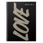 LOVE Gold Glitter Sparkle Modern Notitieboek (Voorkant)