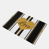 Love Gold Heart Striped Doormat Deurmat (Schuin)