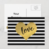 Love Gold Heart Stripes Briefkaart (Voorkant / Achterkant)