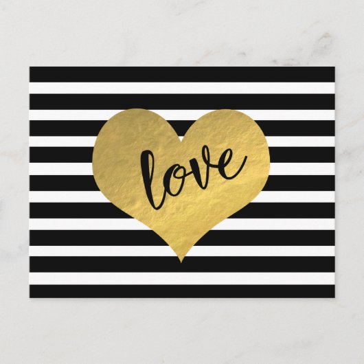 Love Gold Heart Stripes Briefkaart (Voorkant)