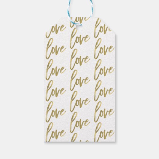 LOVE Gold Modern Brush Typography Wedding Cadeaulabel (Achterkant)