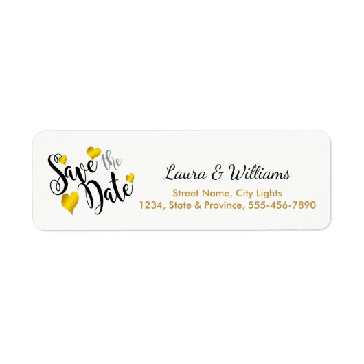 Love Gold Save the Date Heart Shape Brushed Etiket (Voorkant)