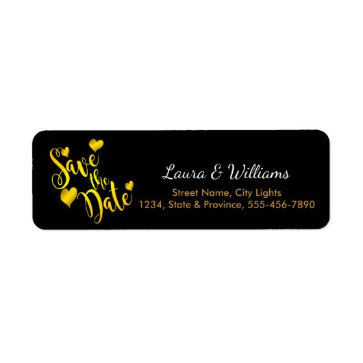 Love Gold Save the Date Heart Shape Brushed Etiket (Voorkant)