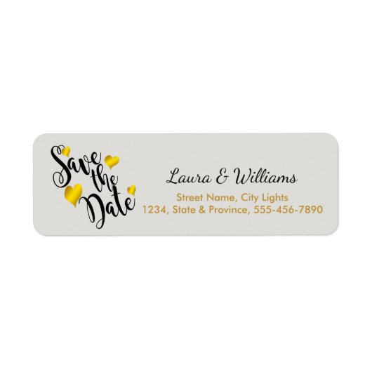 Love Gold Save the Date Heart Shape Brushed Etiket (Voorkant)