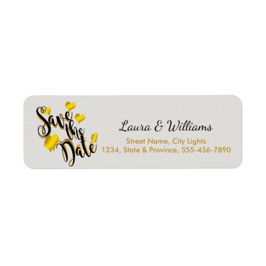 Love Gold Save the Date Heart Shape Brushed Etiket (Voorkant)