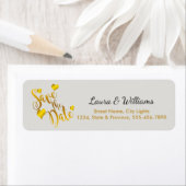 Love Gold Save the Date Heart Shape Brushed Etiket (Insitu)