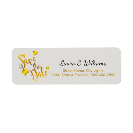 Love Gold Save the Date Heart Shape Brushed Etiket (Voorkant)