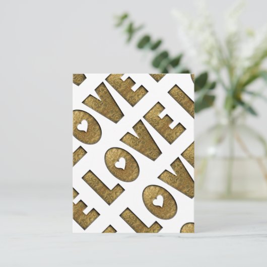 Love Gold Text Word Elegant Golden Decorative Briefkaart (Staand voorkant)