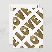 Love Gold Text Word Elegant Golden Decorative Briefkaart (Voorkant / Achterkant)
