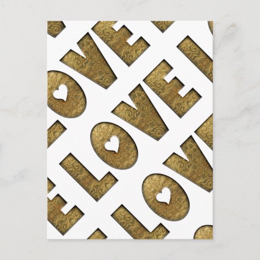 Love Gold Text Word Elegant Golden Decorative Briefkaart (Voorkant)