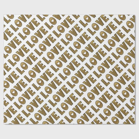 Love Gold Text Word Elegant Golden Decorative Cadeaupapier (Vlak)