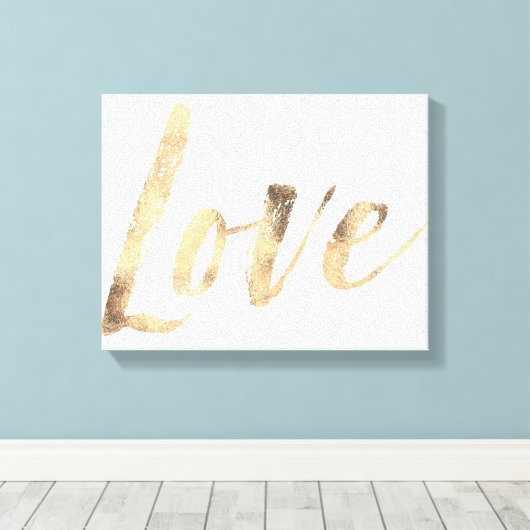 Love Gold Wit Inspirerend Quotes Canvas Afdruk (Insitu (Houten vloer))