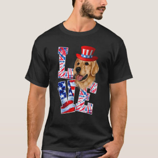 Love Golden Retriever 4th of Juli Patriotic Dog Wo T-shirt