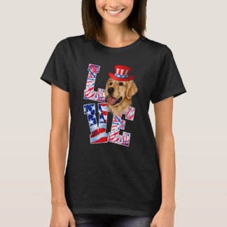 Love Golden Retriever 4th of Juli Patriotic Dog Wo T-shirt