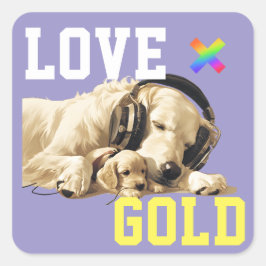 LOVE × GOLDEN RETRIEVER - Custom スケートボード Vierkante Sticker
