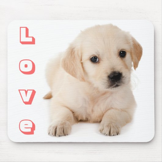 Love Golden Retriever Puppy Dog Mousepad Muismat (Voorkant)