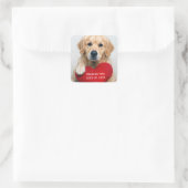 Love Golden Retriever With a Red Heart Pillow Vierkante Sticker (Tas)