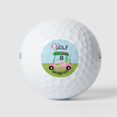 Love Golf Custom Golf Cart Clubs Monogram Name Golfballen (Voorkant)