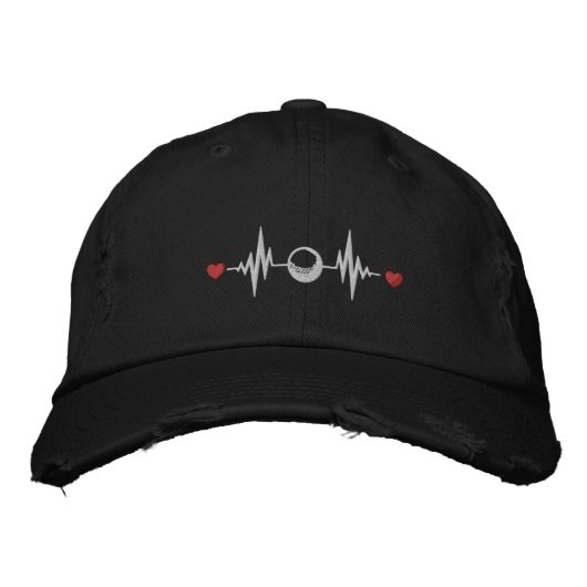 Love Golf Heartbeat Symbool Geborduurde Pet (Voorkant)