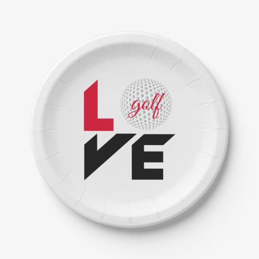 Love golf papieren bordje (Voorkant)