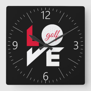 Love golf vierkante klok