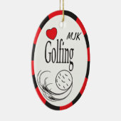 Love Golfing Red en Black Keramisch Ornament (Rechts)