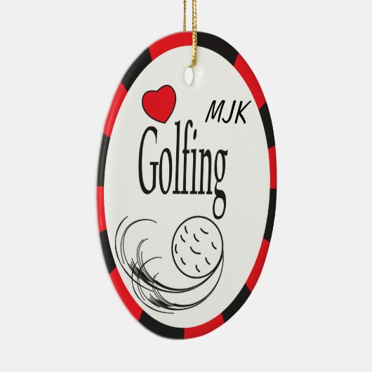 Love Golfing Red en Black Keramisch Ornament (Rechts)