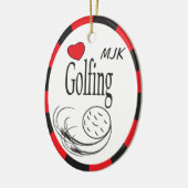 Love Golfing Red en Black Keramisch Ornament (Links)