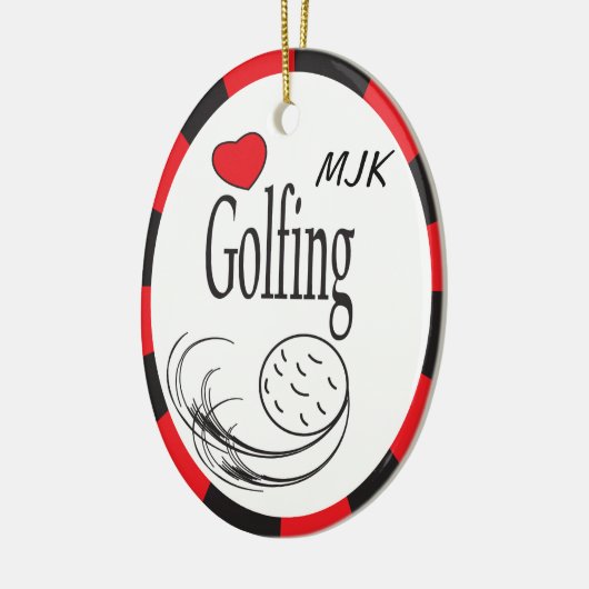Love Golfing Red en Black Keramisch Ornament (Links)