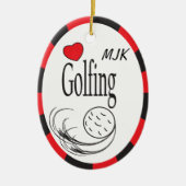 Love Golfing Red en Black Keramisch Ornament (Voorkant)