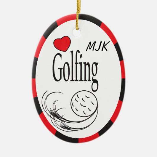 Love Golfing Red en Black Keramisch Ornament (Voorkant)