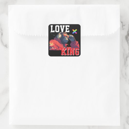 LOVE × GORILLA - Custom Vierkante Sticker (Tas)