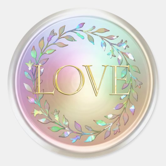LOVE Goud 3 Parelkrans Ronde Sticker (Voorkant)