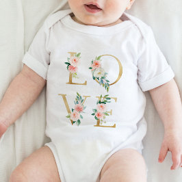 LOVE goud en blozen alfabetisch Romper