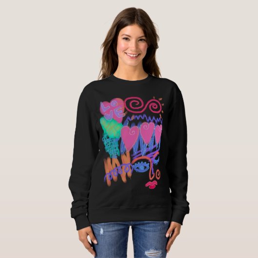 Love Graffiti Abstract Art to Draag Trui (Voorkant volledig)