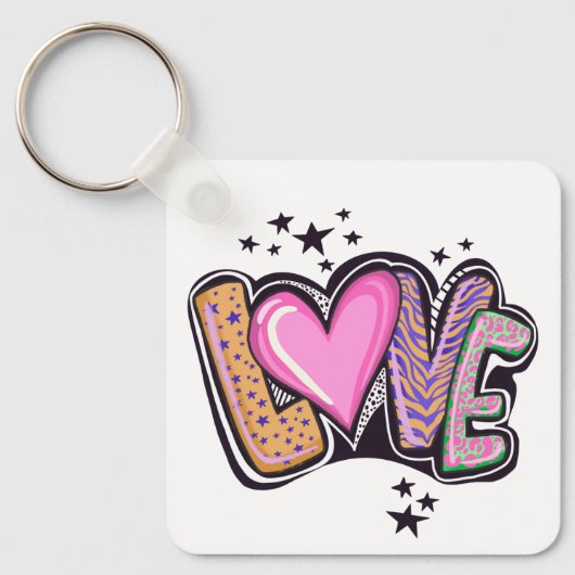 Love Graffiti Art Sleutelhanger (Voorkant)
