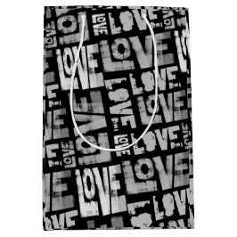 Love Graffiti Gift Bag - Zwart en Wit Medium Cadeauzakje