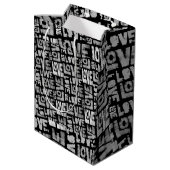 Love Graffiti Gift Bag - Zwart en Wit Medium Cadeauzakje (Achterkant Gekanteld)