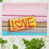 LOVE Graffiti: handdoek, roze, tint en blauw Theedoek (Gevouwen)