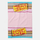 LOVE Graffiti: handdoek, roze, tint en blauw Theedoek (Verticaal)