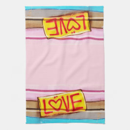 LOVE Graffiti: handdoek, roze, tint en blauw Theedoek